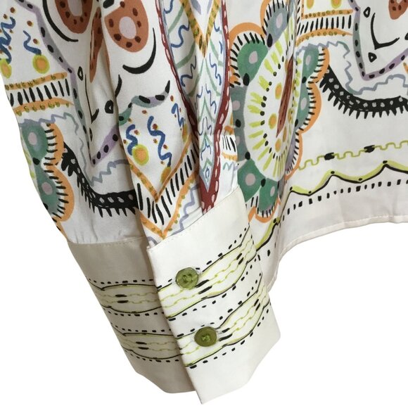 MAISON D’AMÉLIE Paris Cream Multicolor Mandala Button Blouse Top M Boho Art NWOT - Picture 9 of 11